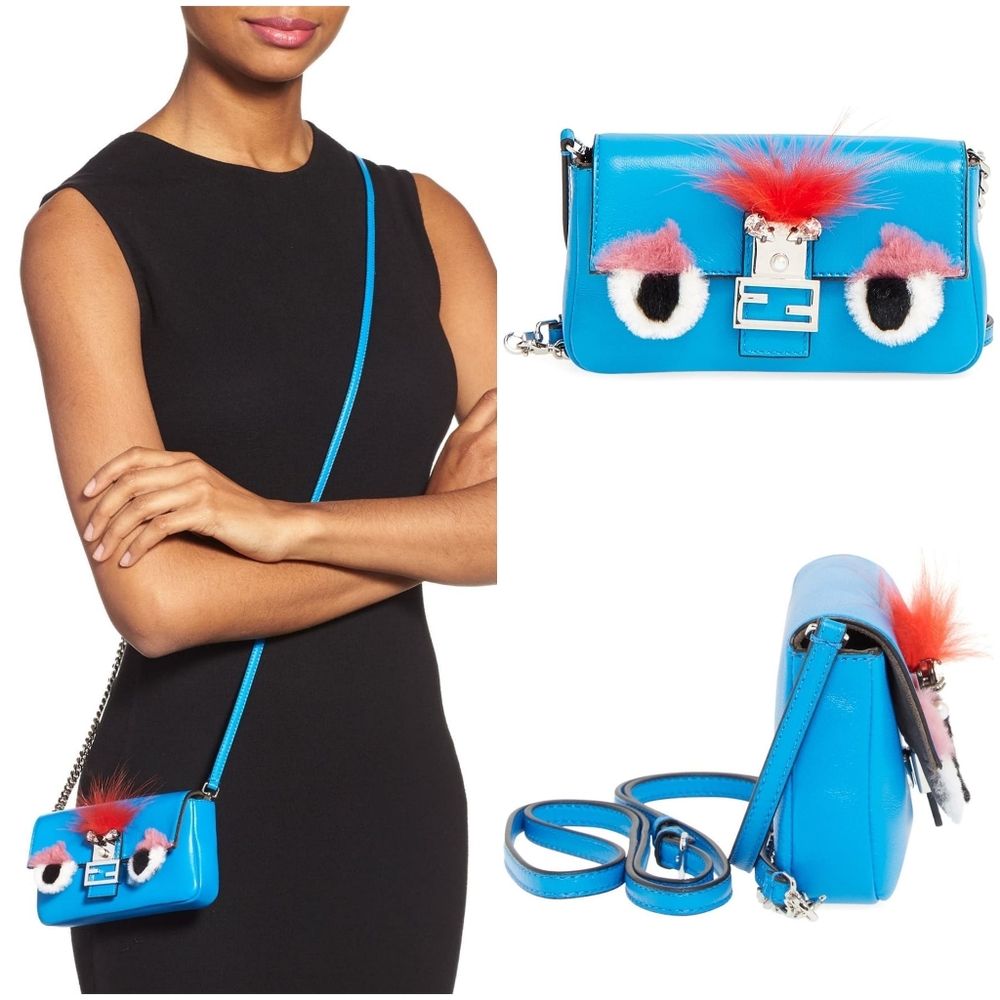 Fendi MICRO MONSTER Royal Blue Baguette NWT